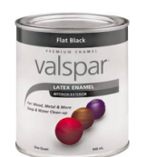 65050/28826 VALSPAR FLAT BLACK
QUART LATEX ENAMEL PAINT.