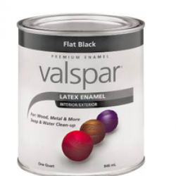 65050/28826 VALSPAR FLAT BLACK
QUART LATEX ENAMEL PAINT.